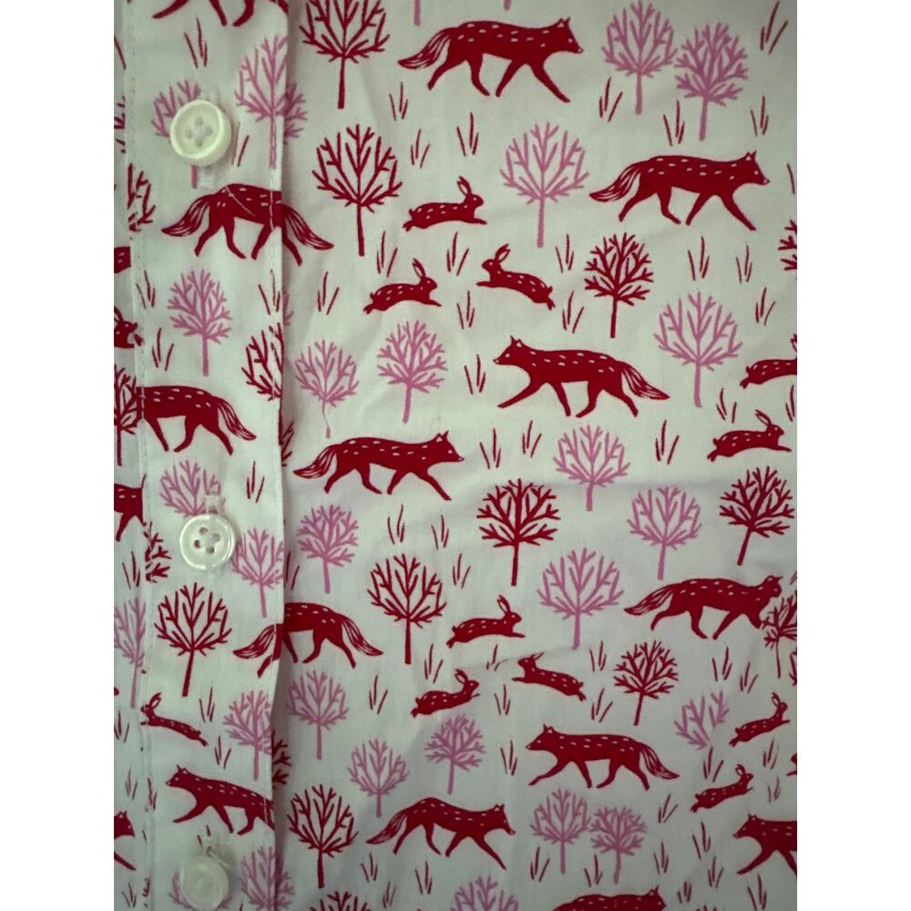 Boden The Classic Shirt Fox Rabbit Print Long Sleeve Button Down Size 6 Regular - Picture 3 of 6